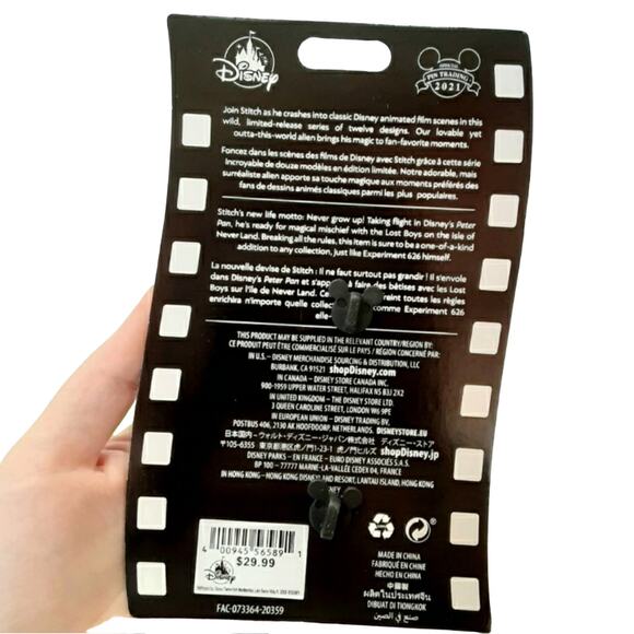 Disney Parks Stitch Crashes Disney Peter Pan MagicBand 2 Stitch Trading Pin NWT - Picture 4 of 9